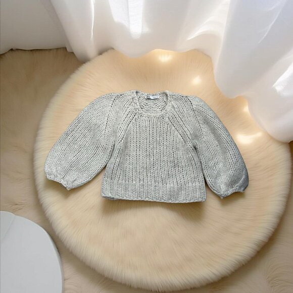 ZARA Chunky Reverse-Knit Sweater-S-Cream/Grey Neutral/Oatmeal - Picture 1 of 3